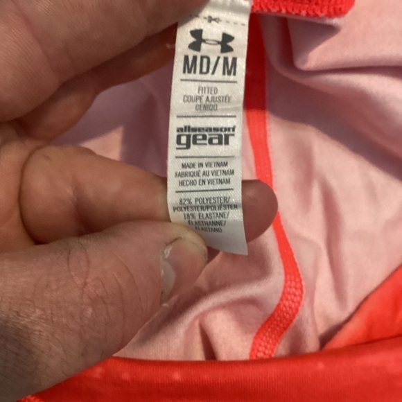 Under Armour HeatGear Capri Leggings Orange-Red Abstract Print Size M - Picture 5 of 5